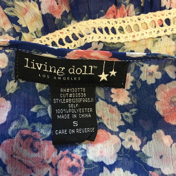 Living Doll floral ls semi sheer top. Size s. - Picture 7 of 7